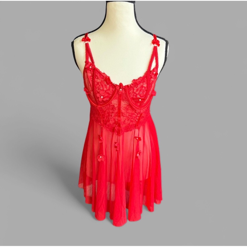 Cute Little Red Lace Babydoll‎ Dress